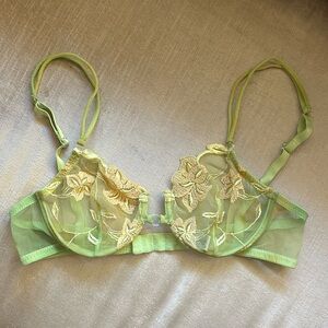 Malizia by La Perla bra
Beautiful sheer sexy sheer green bra with embroidered